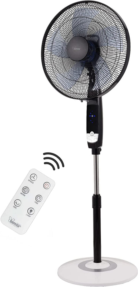 Bimar AMA12 Ventilatore a Piantana con 5 Pale, Elica Ø 40 cm, Ventilatore con Telecomando e Timer, Oscillazione Dx/Sx, Ventilatore Silenzioso, Altezza Regolabile